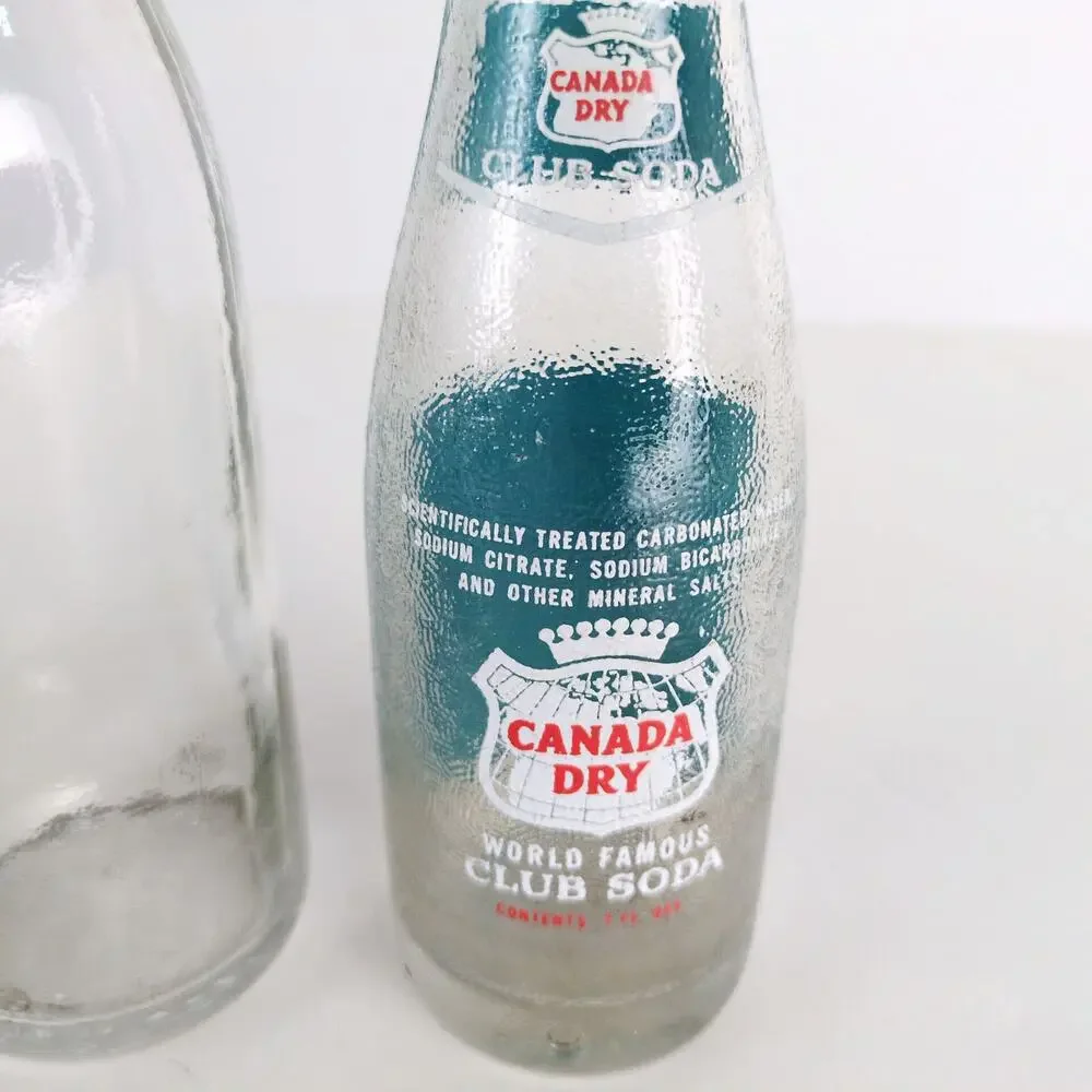Set 3 Vtg 1960s Canada Dry‎ ACL Glass Bottles 7oz Club Soda 12oz 10oz Ginger Ale